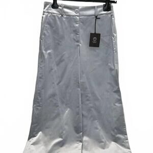 NEW PESERICO women's cotton blend satin palazzo pants in blue